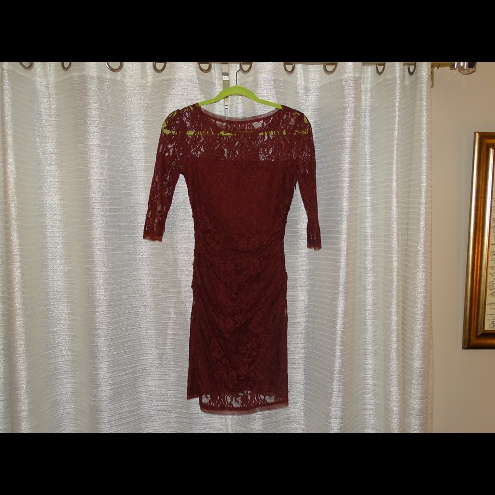 Max and Cleo (BCBG brand) burgundy lace dress